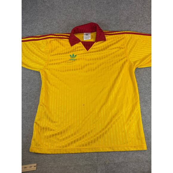 VINTAGE Adidas Trefoil Soccer Jersey Mens Large Yellow #3 Football Shirt Sports - Picture 1 of 7